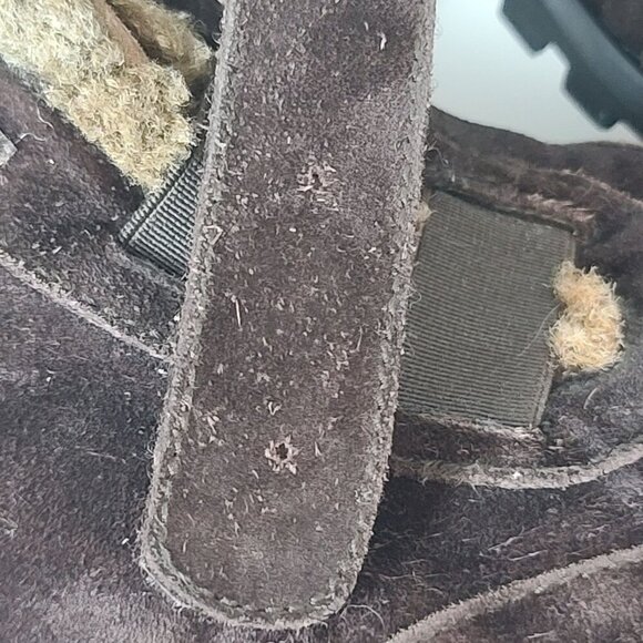 Stuart Weitzman Suede Shearling Trim Ankle Booties Brown Size 6.5 - Picture 4 of 12